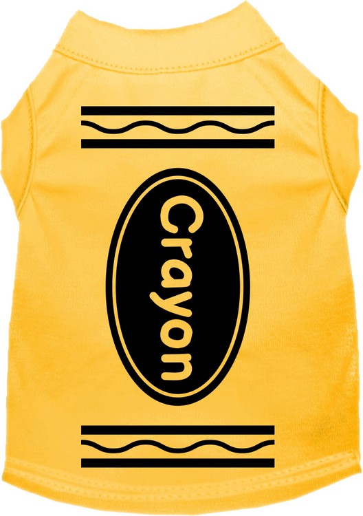 Crayon Costume Screen Print Dog Shirt Yellow Size XXL